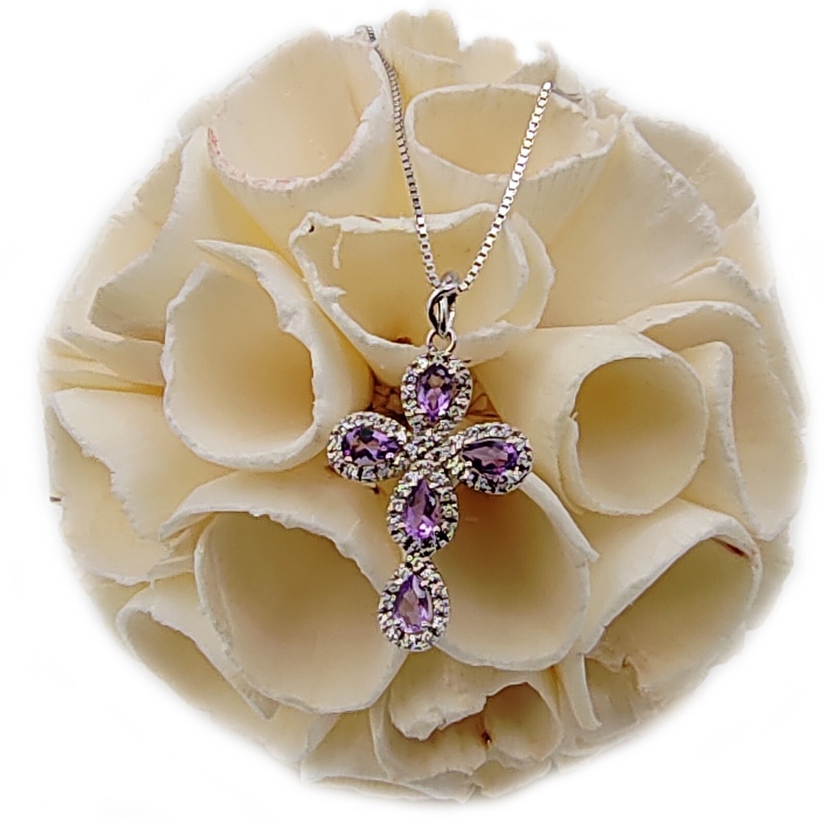 Collier Vintage Pendentif Améthyste Cristal Argenté - Bijou élégant Occasion