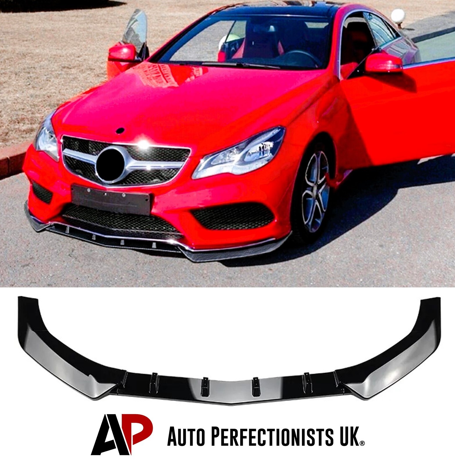 For Mercedes E Class Coupe W207 C207 AMG Line Front Splitter Gloss Black 13-16