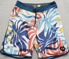 Quiksilver Board Shorts Boys Sz 24X18 Multi High Lines 4 Way Stretch Drawstring