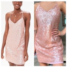 Urban Outfitters Blush Pink Sequin Tank Sleeveless Mini Dress Womens Jrs Size M