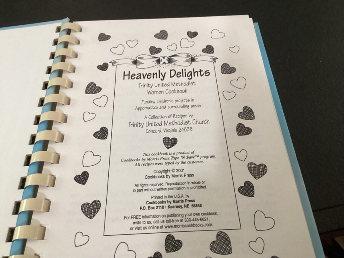 Trinity United Methodist Women Heavenly Delights Cookbook Concord