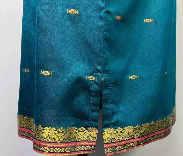 Falda Amanda Smith Pavo Real Azul Dorado Bordado Bordado Estilo Indio Talla Pequeña S Foto 3 de 4