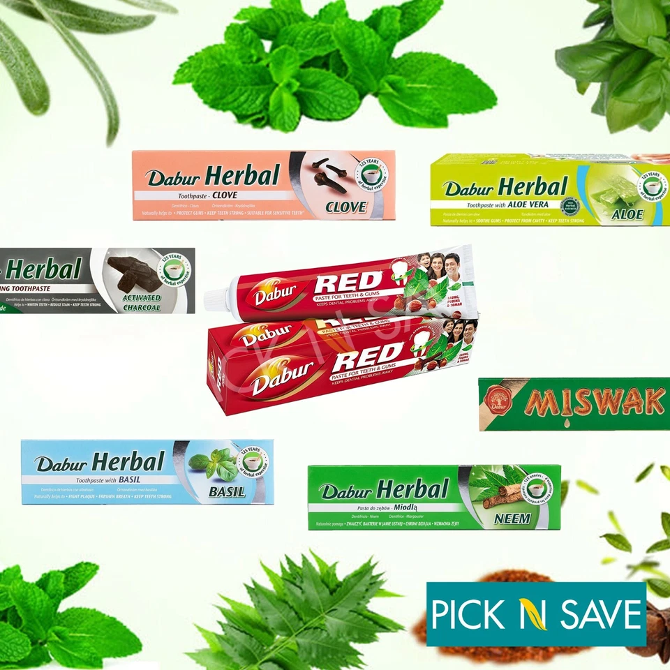 Dabur Herbal Toothpaste - 100% Natural - Ayurvedic Toothpaste - ALL VAERITEY