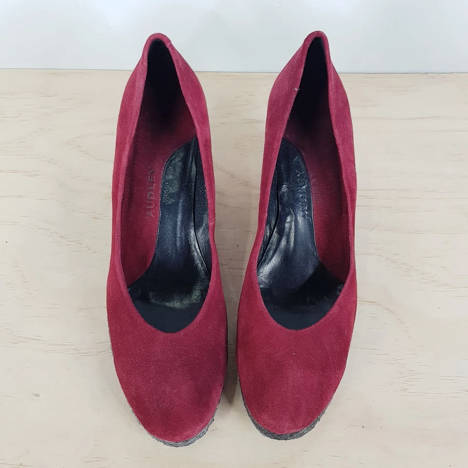 [Cuero AUDLEY] Sandalias de cuña de cuero borgoña para mujer Zapatos | Talla 41 EUR Foto 3 de 4