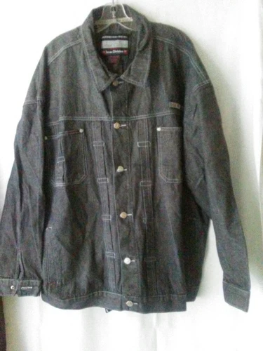 Propain Urban Culture  Mens 3X Black Denim Front Button Jacket Cotton Longsleeve - product listing photo