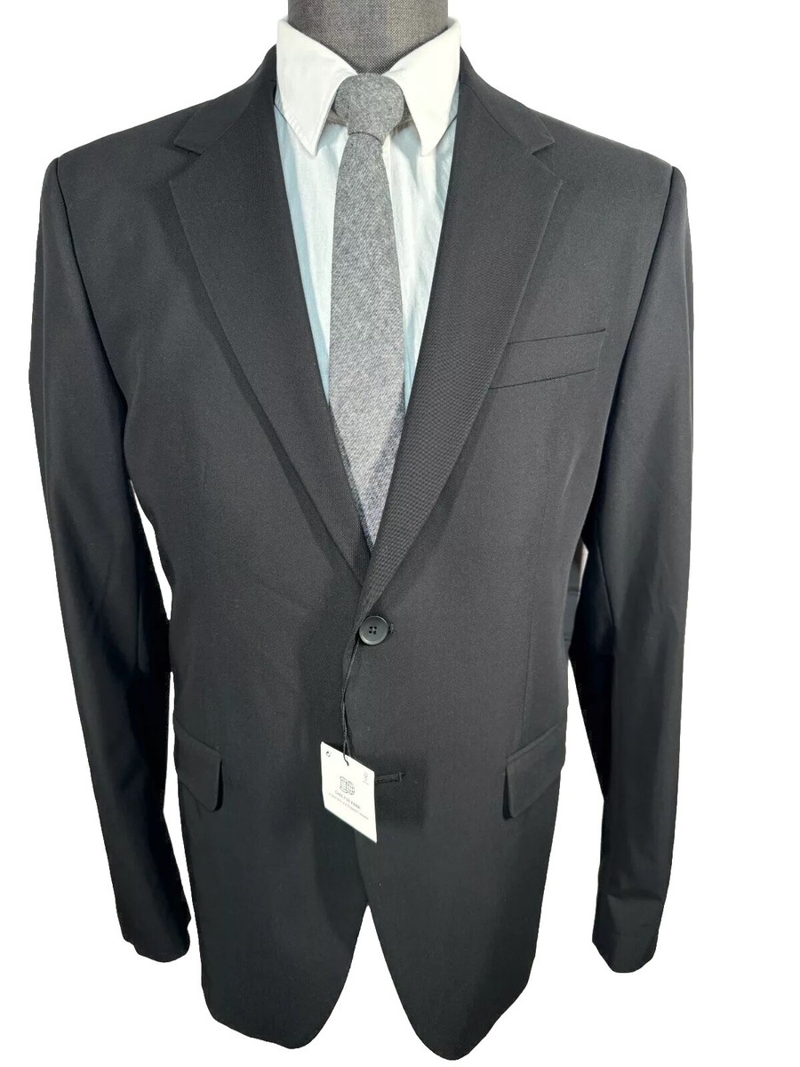 New ZARA Mens Black SLIM FIT STRETCH Suit Sport Coat Blazer Jacket