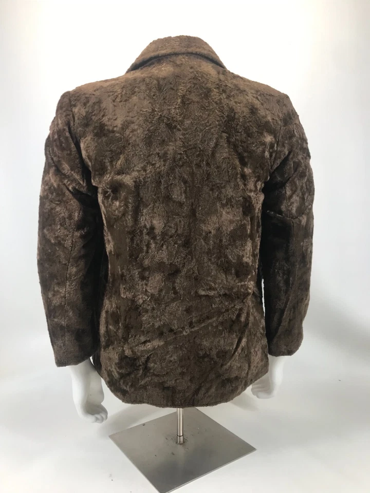 Chaqueta de terciopelo marrón aplastado vintage dominó Nueva York para mujer hecha en unión 44" pecho Foto 3 de 4