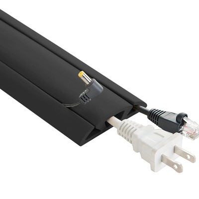 3-Channel Cord Protector & Concealer for Floor - 5 FT - Black