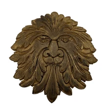 Embossed Wood Lion Medallion Decorative Ornamental Embellished Plaque #2