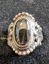 Ring Sterling Silver Multi Beads, Black Onyx Stone Small Size 5