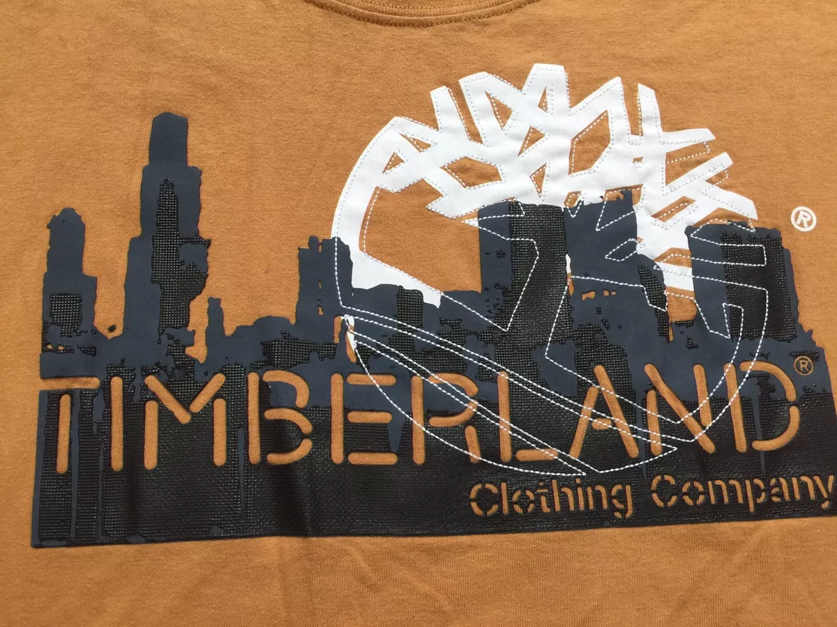 VTG. TIMBERLAND Clothing Co Mens Old School Raised Logo Dawn Downtown T shirt XL