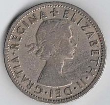 Great Britain UK 1966 Copper-Nickel 2 Shillings. Elizabeth II.