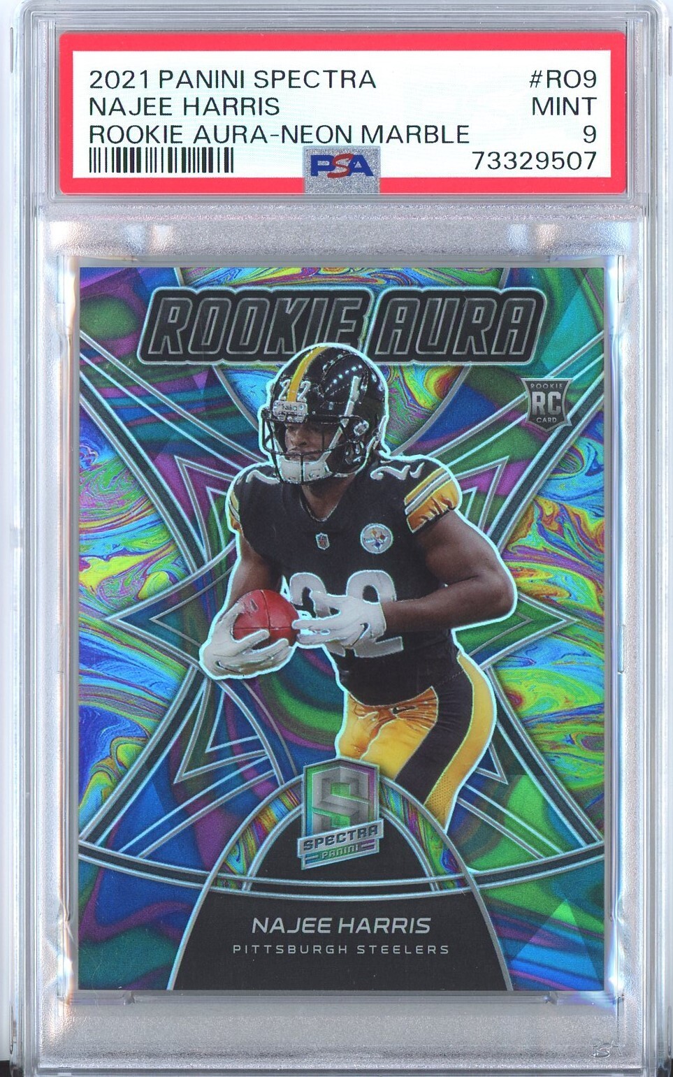 Najee Harris Panini Spectra Rookie Aura #RO9 Neon Marble