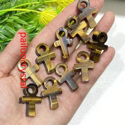 1.1'' Natural Tiger's eye jasper Anka Quartz Crystal Skull Carved Pendant 10pcs
