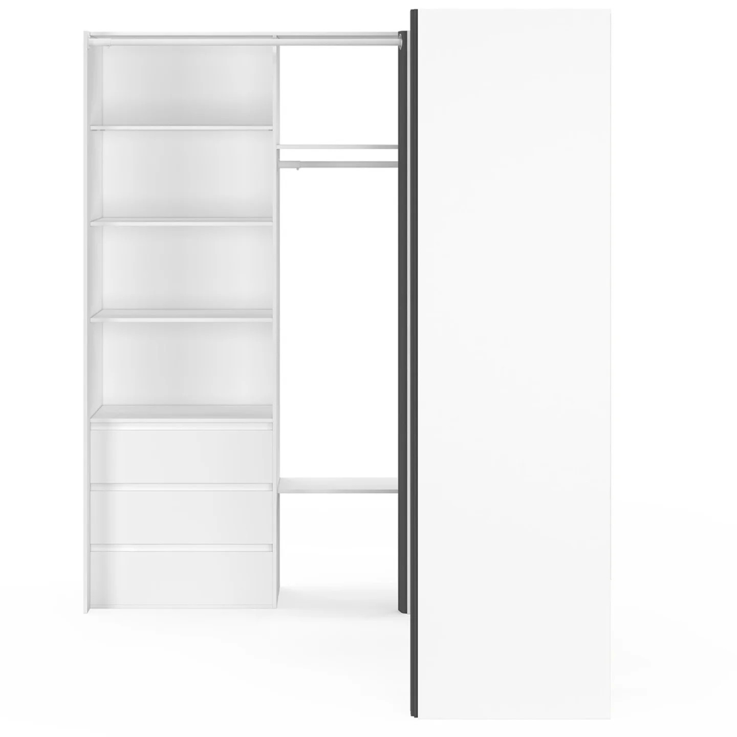Dressing extensible d'angle MARLON meuble de rangement blanc avec penderies modulables
