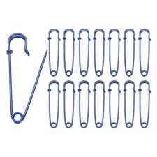 15pcs Safety Pins 75mm Baked Paint Large Safety Pin for Clothes Blue