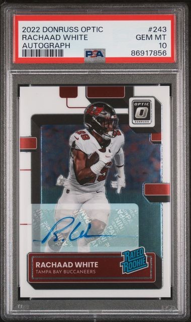 2022 PANINI DONRUSS OPTIC #243 RACHAAD WHITE AUTOGRAPH /150 PSA 10