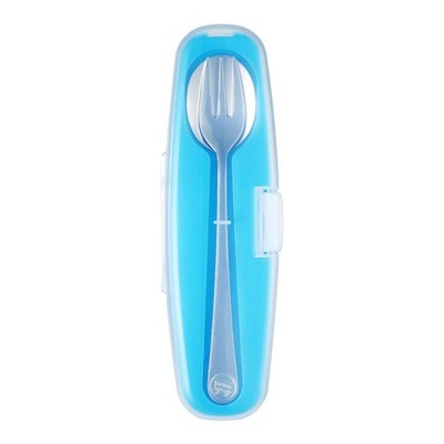 Din Din Smart Stainless Steel Spoon and Fork with Carrying Case. Utensil Set ...