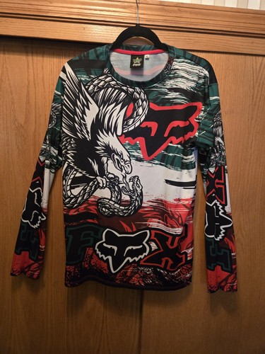 Fox Racing Style Off-Road Motocross Jersey Black/Red/Green Grande Large Adult