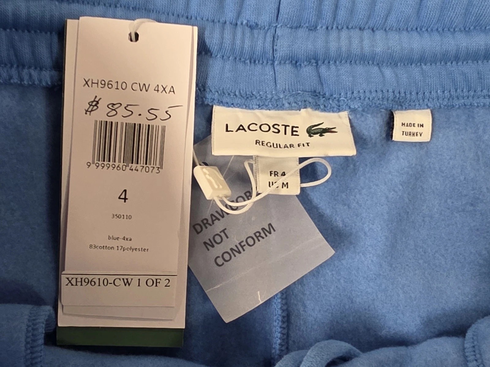 LACOSTE Unisex Sweatpants Blue-4xa  XH9610 CW Size 4 - Medium - New thumbnail 6