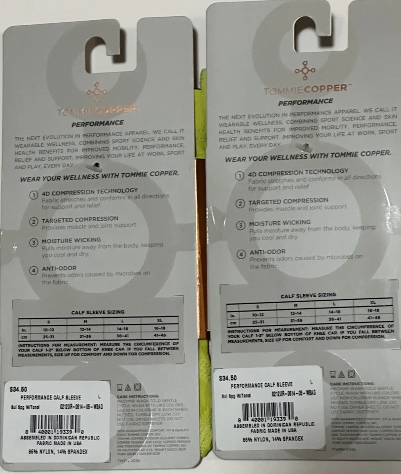 2 Tommie Copper Womens Performance Compression Calf Sleeves Large NEW - Image 3 of 4