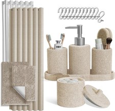Beige Bathroom Set Bathroom Sets W/ Shower Curtain  Rugs 21PC Bathroom