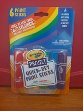 Pack Of 6 Crayola Quick Dry Paint Sticks Red, Orange, Yellow, Blue, Green Purple