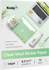 Koala 95 Clear Sticker Paper for Inkjet Printer - Waterproof Printable Vinyl St