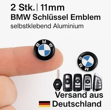 2 x 11mm BMW Schlüssel Emblem Logo selbstklebend Aluminium