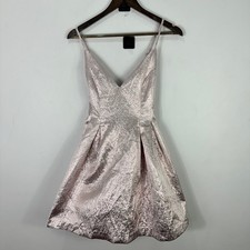 Fashion Nova L Pink Metallic Fit And Flare Mini Dress Party Cocktail Glam Y2K