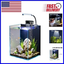 Starter 1.5 Gallon Self-Cleaning Fish Tank Kit with LED Light  Decorations