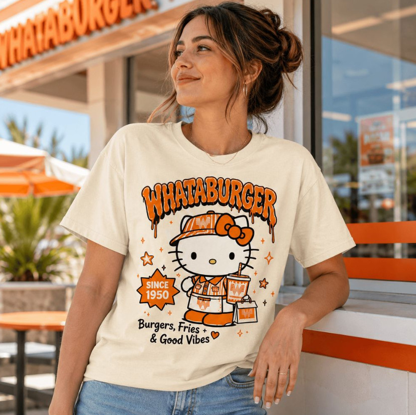 HOT! Whataburger Hello Kitty Made to Order and Made With Love 2026 Shirt View 2