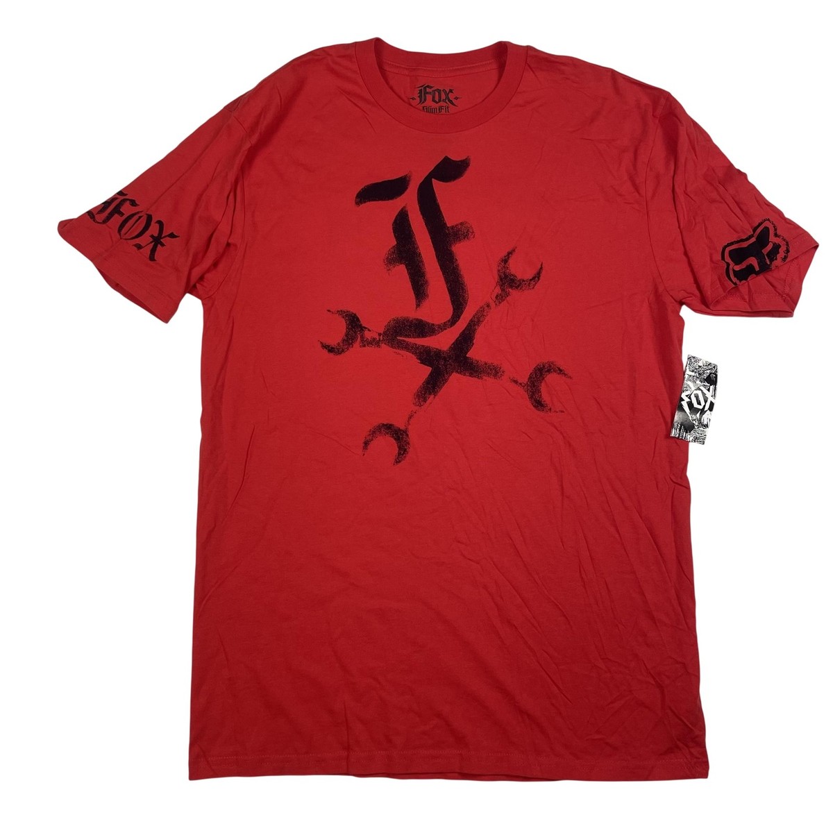 Fox Racing Vintage Y2K T-Shirt Mens L NOS Red Wrenched Moto X Slim 