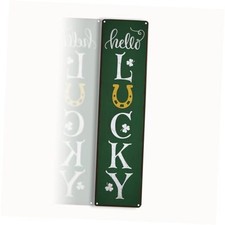 St Patrick  s Day Wall Decor, Hello Lucky Sign, Vintage Tin Metal Sign for