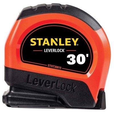 Stanley Tools 2455962 30 ft. x 1 in. Lever Lock Compact Measure Tape Black & ...