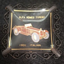 Alfa Romeo Ashtray Glass Metal Frame 1931 Italian Type6c