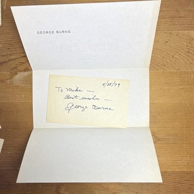 George Burns Signed Autograph Note Card ''To Mike'' Dated 4/30/79