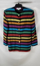 Vintage 90s Christian Dior Women's Multi-Color Striped Jacket Sz 14