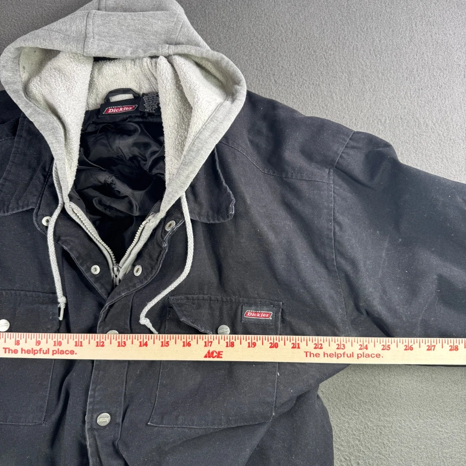 Dickies Jacket Men XL Black Hooded Button Up Workwear Utility Coat Shacket Work - Image 4 of 4