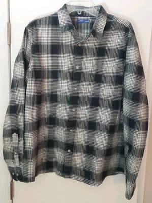 Apt. 9 Men's XL Shirt Black White and Gray Plaid Flannel Button Down with Pocket