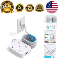 Multi-Plug Power Strip with 4 Outlets  4 USB Ports - Perfect for Dorm  Office