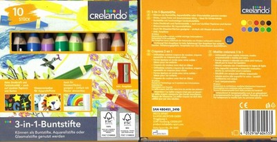 10 Stück 3-in-1-Buntstifte mit Anspitzer brillante Farbe-Neu & OVP von Crelando