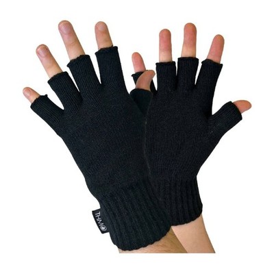 THMO - Herren schwarz 3M dünn isoliert gefüttert fingerlose Handschuhe für Touch Scr