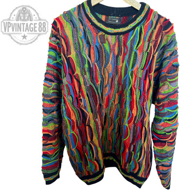 Vintage Coogi 90s Australia Knit Sweater Unisex Bold 3D Colourful Rare Pullover