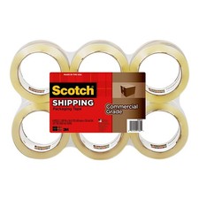 Scotch 3750 Commercial Grade Packaging Tape, 1.88 inch x 54.6yds, Clear, 6/Pack