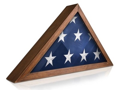 Folded Memorial Flag with Display Case American Us Flag with Veteran Burial