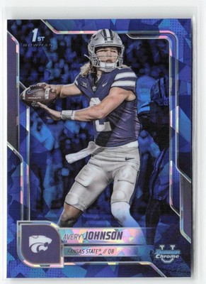 Avery Johnson 2025 Bowman University Chrome Sapphire #42 Kansas State Wildcats