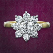 Vintage Diamond Daisy Cluster Ring 1.5ct Total