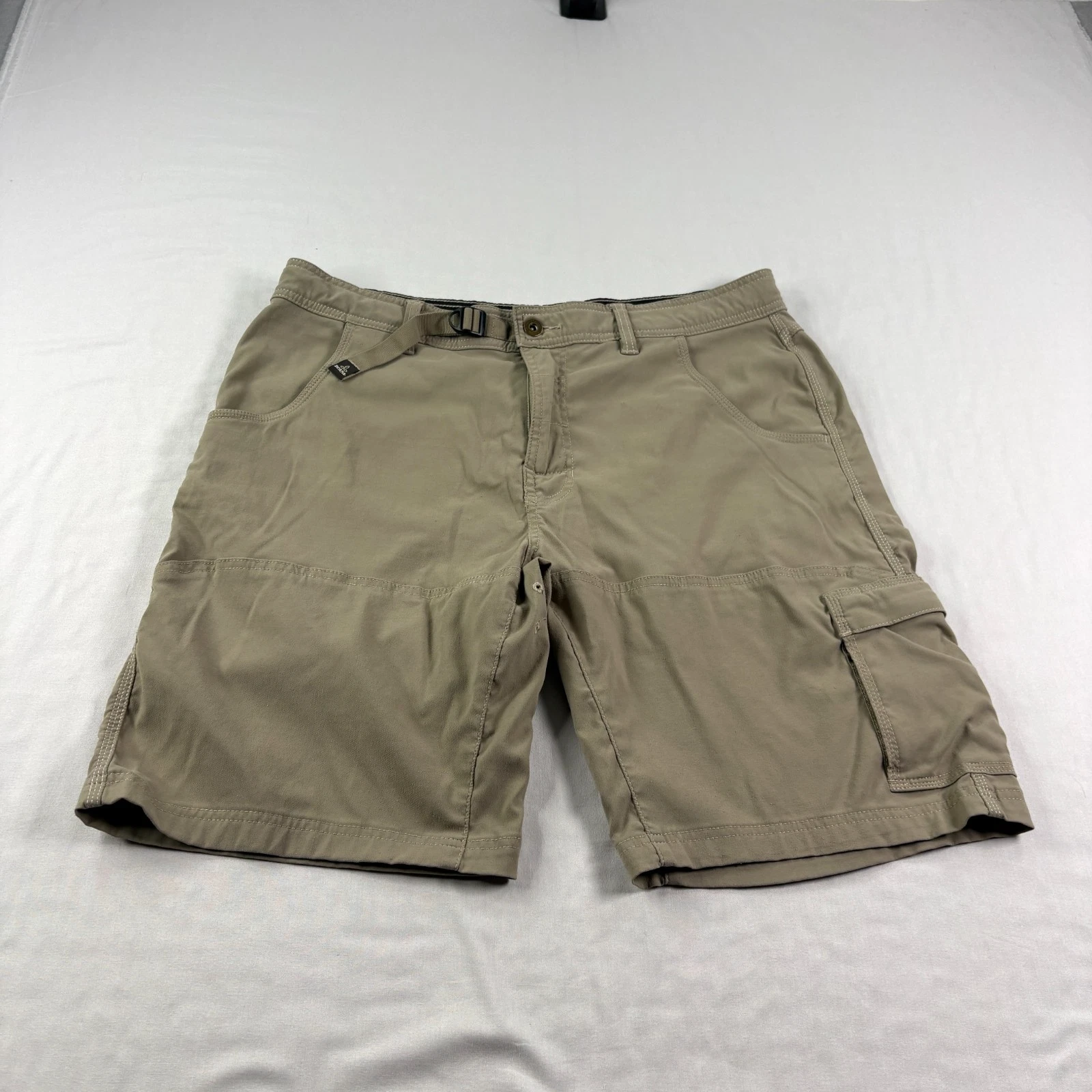 prAna Cargo Shorts Mens 36 Brown Stretch Zion Belted Outdoor Hiking Trail