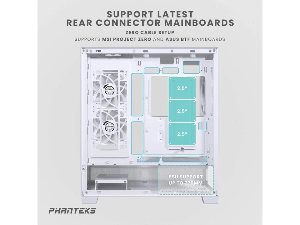 Phanteks XT View, Mid-Tower Gaming Chassis, Tempered Glass Front and Side - Image 4 of 4